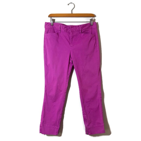 LOFT Pants - Loft Vibrant Pink Cropped Women's Pants with Zippers at Ankle Size 6